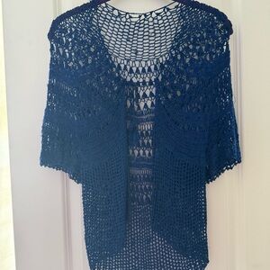 Vintage Navy Blue Women's Crochet Top